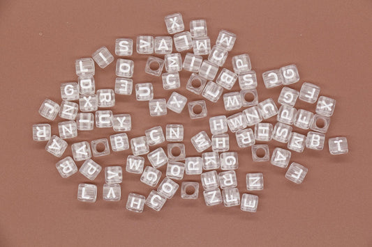Cube Transparent Letter Beads, Mixed Letter Beads, Plastic Letter Beads, Square Name Beads, Size 6mm, #3556
