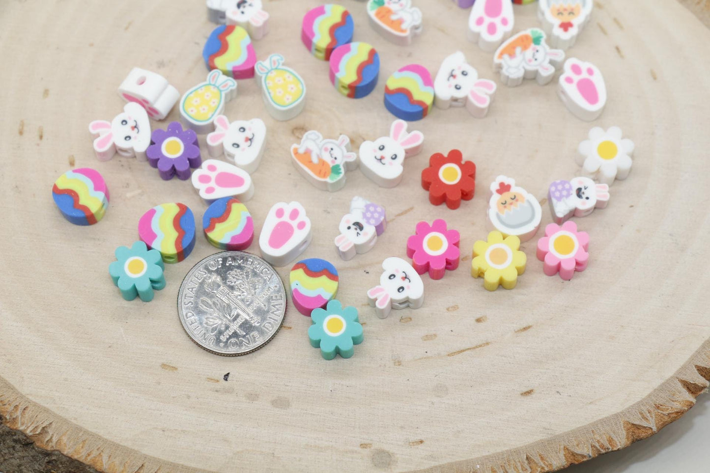 Easter Beads, Easter Polymer Clay Beads, Easter Egg Beads, Easter Bunny Beads, Jewelry Beads, Beads for Bracelet