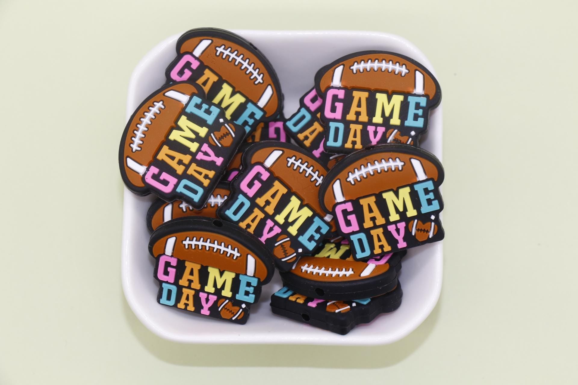 Game Day Sports Silicone Focal Beads for Pens, Bracelets - Football, Basketball, Soccer, Volleyball, Baseball