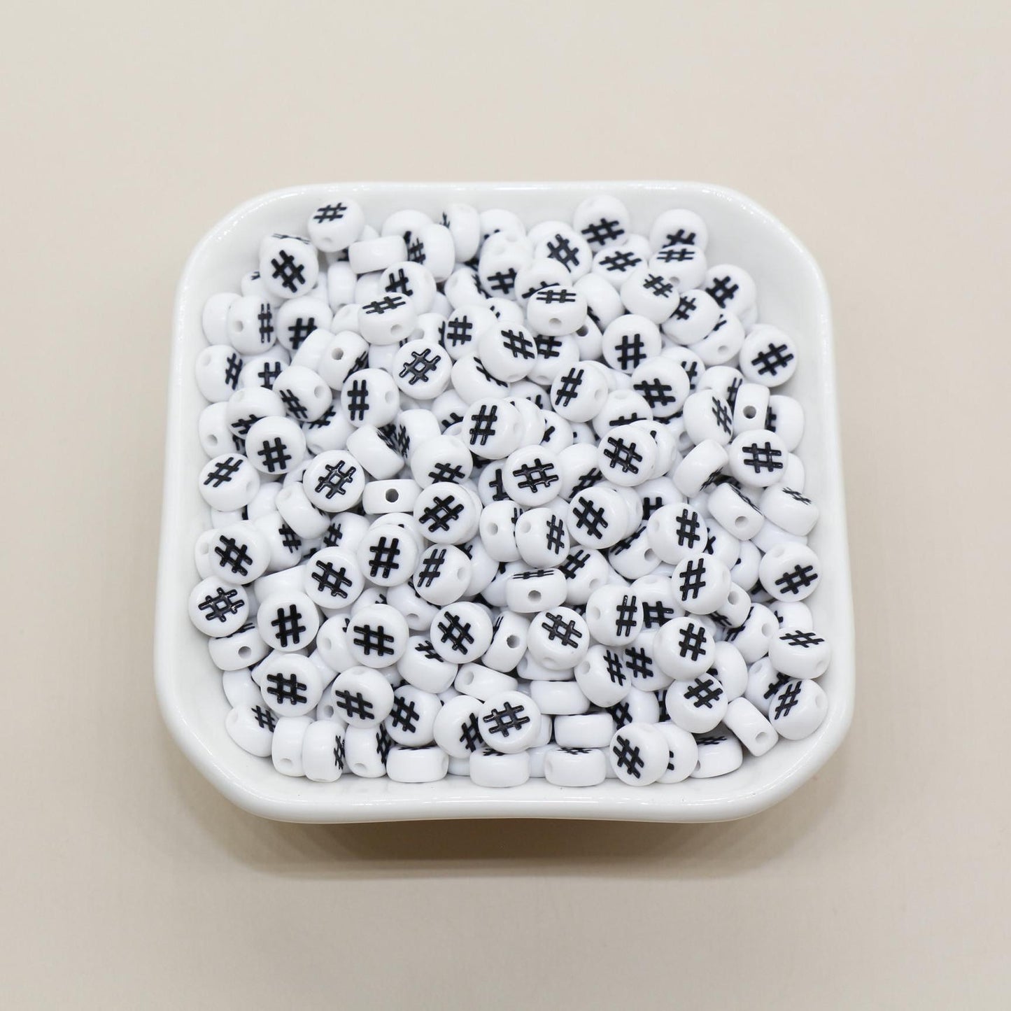7mm Hashtag Beads, Acrylic Beads with # Symbols for Bracelet Making, Plastic Beads, Customized Jewelry Supplies