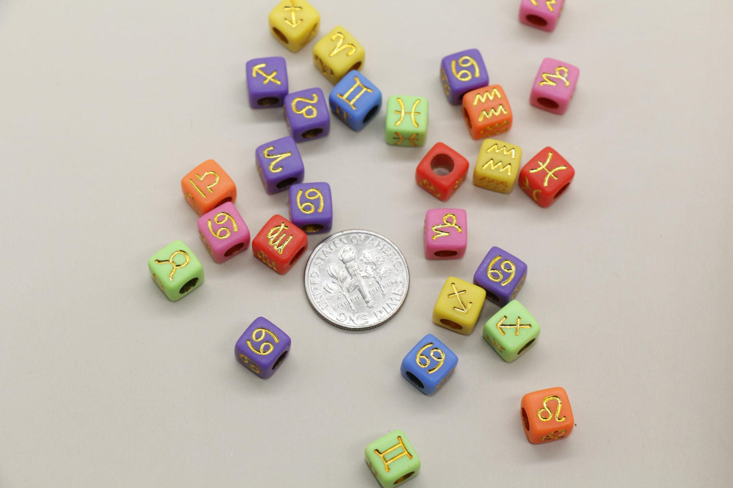 7mm Mix Zodiac Symbol Beads for DIY Jewelry Making, Constellation Astrology Beads & Craft Supplies