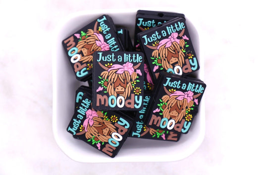 Just A Little Moody Beads, Silicone Focal Beads, Highland Cow Beads, Jewelry Making Supplies, Cute Animal Beads for Bracelets Keychains #901