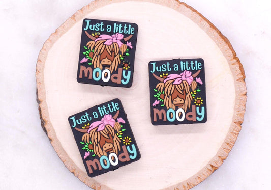 Just A Little Moody Beads, Silicone Focal Beads, Highland Cow Beads, Jewelry Making Supplies, Cute Animal Beads for Bracelets Keychains #901