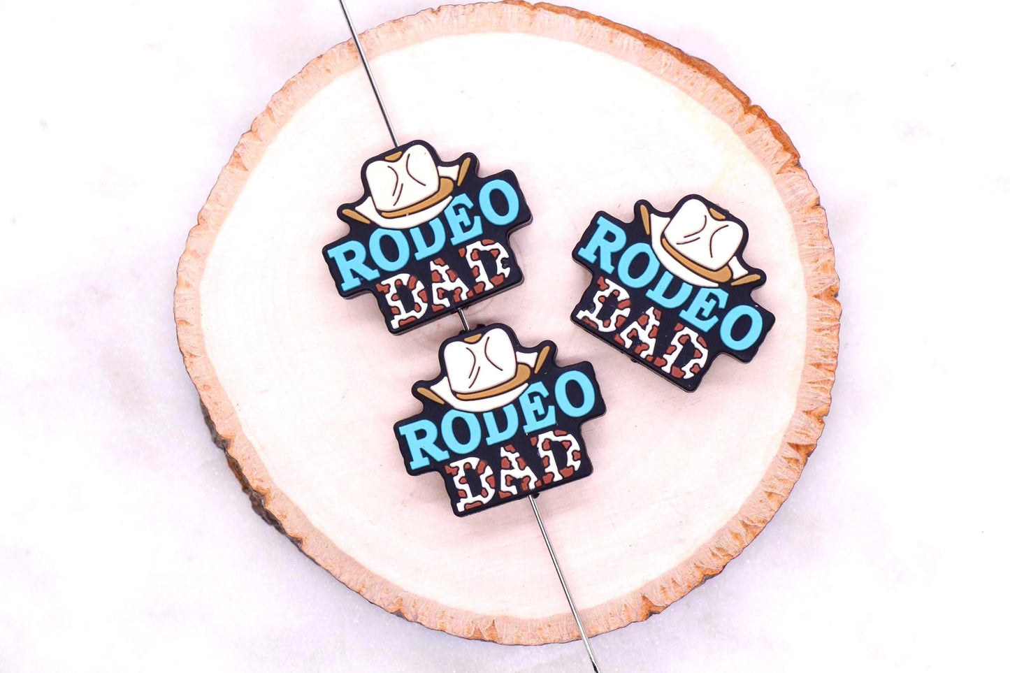 Silicone Beads, Rodeo Dad Beads, Western Cowboy Beads for Bracelets, Fatherâs Day Gifts, Beadable Pen DIY Craft Supplies #902