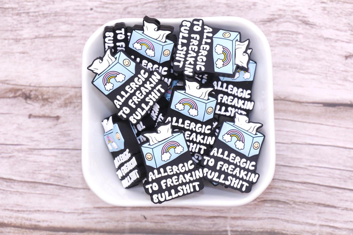 Silicone Focal Beads, Allergic to Freakin BS Funny Saying Beads, Jewelry Making Supplies for Bracelets Keychains, Sarcastic Craft Beads #911