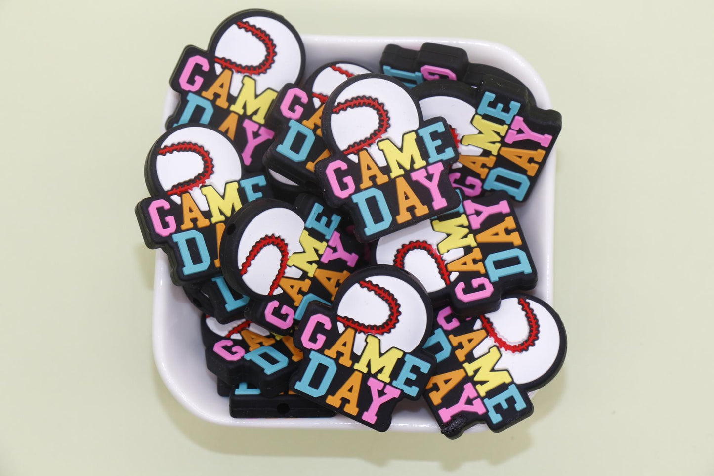 Game Day Sports Silicone Focal Beads for Pens, Bracelets - Football, Basketball, Soccer, Volleyball, Baseball
