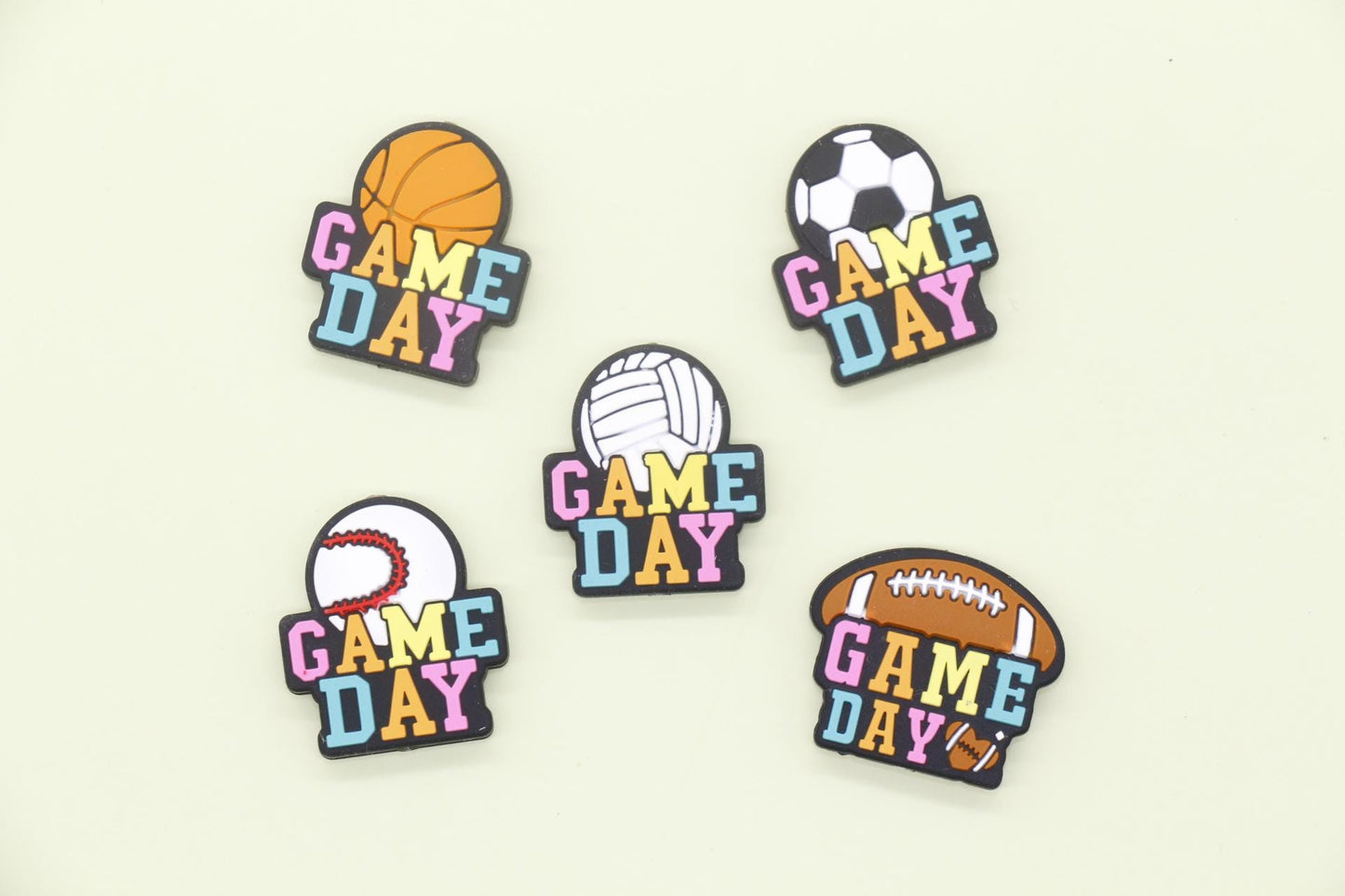 Game Day Sports Silicone Focal Beads for Pens, Bracelets - Football, Basketball, Soccer, Volleyball, Baseball
