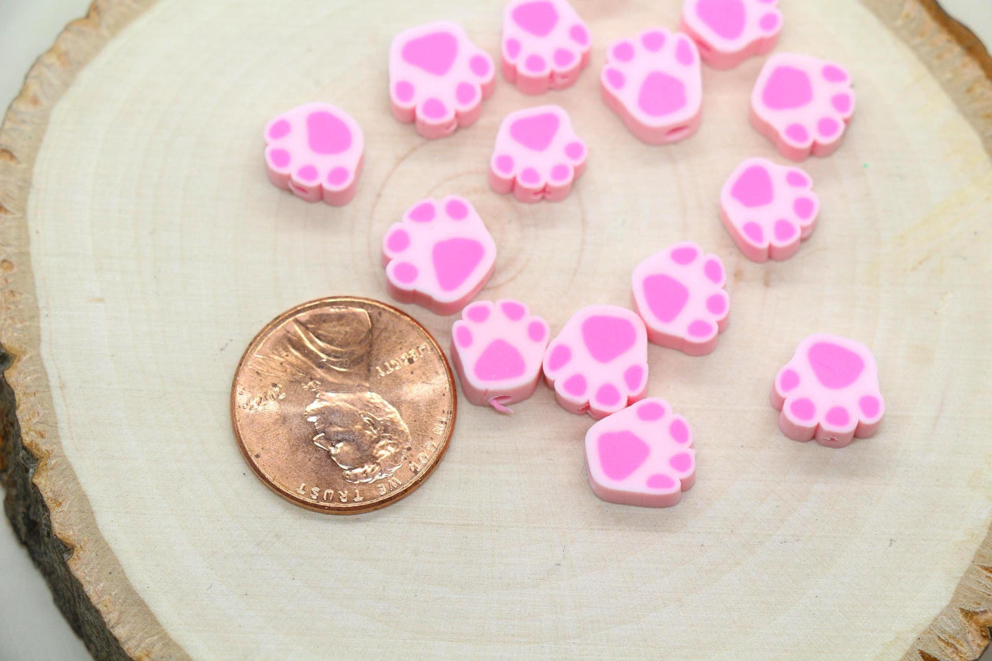 Pink Dog Paw Beads, Polymer Clay Paw Beads for Jewelry Making, Cute Animal Beads for DIY Bracelets, Necklaces, Pet Lover Gifts #930