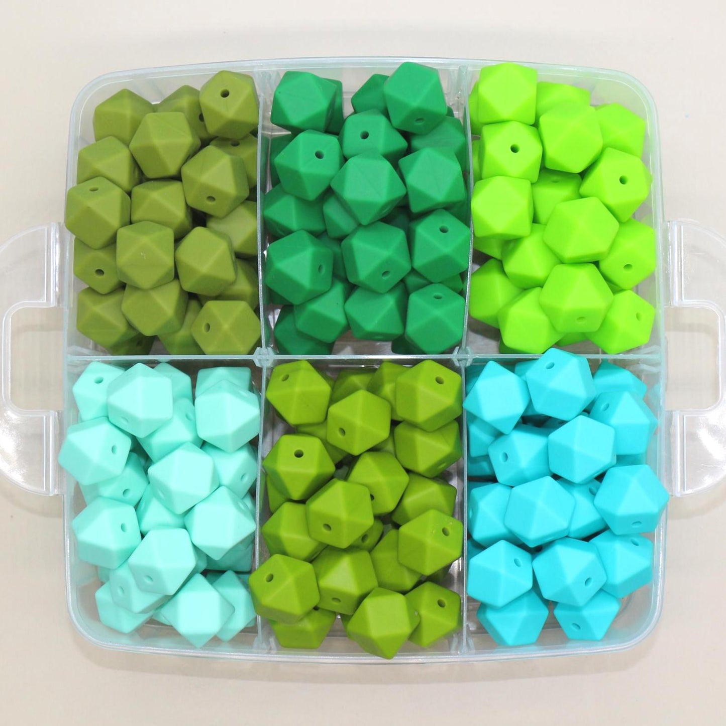 14mm Green Hexagon Silicone Beads, Geometric Beads for DIY Jewelry Making, Soft Silicone Beads for Bracelets, Keychains, Bulk Bead Supplies
