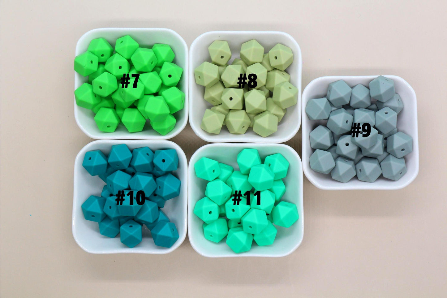 14mm Green Hexagon Silicone Beads, Geometric Beads for DIY Jewelry Making, Soft Silicone Beads for Bracelets, Keychains, Bulk Bead Supplies