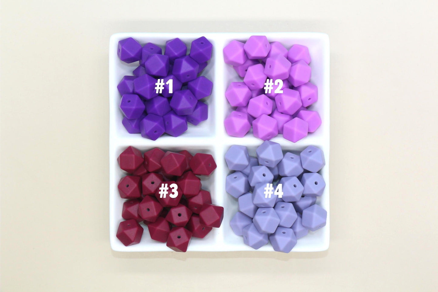 14mm Purple Hexagon Silicone Beads for DIY Jewelry Making, Soft Geometric Beads for Bracelets, Keychains, Bulk Craft Supplies