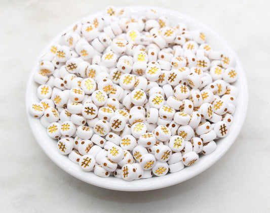 7mm Hashtag Beads, Acrylic Beads with # Symbols for Bracelet Making, Plastic Beads, Customized Jewelry Supplies