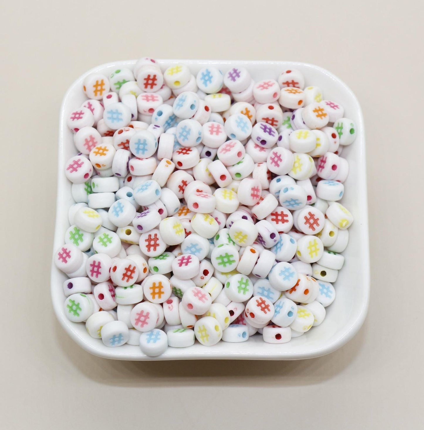7mm Hashtag Beads, Acrylic Beads with # Symbols for Bracelet Making, Plastic Beads, Customized Jewelry Supplies