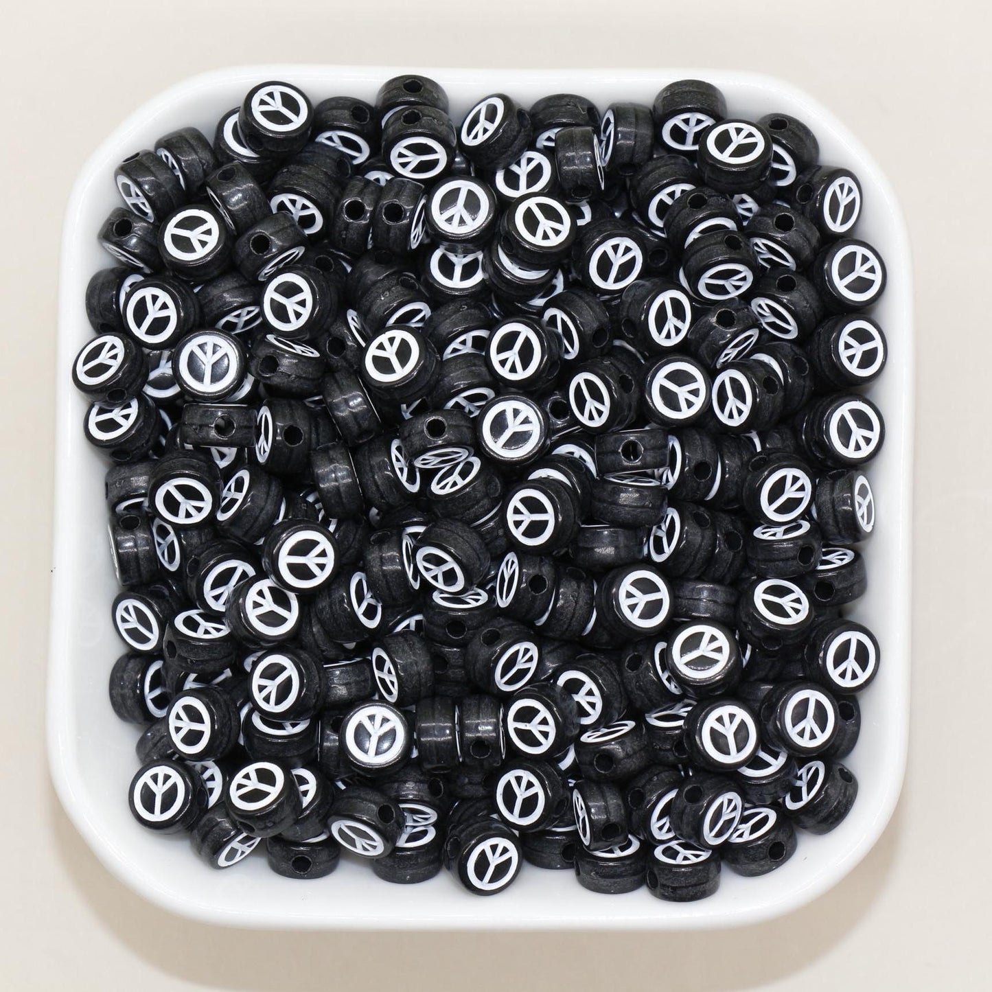 7mm Peace Beads | Round Acrylic Symbol Beads for Jewelry Making & Crafting, Peace Sign Beads for DIY Projects