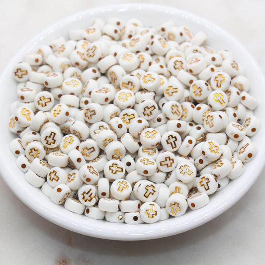 round shape gold cross beads for jewelry making and craft projects