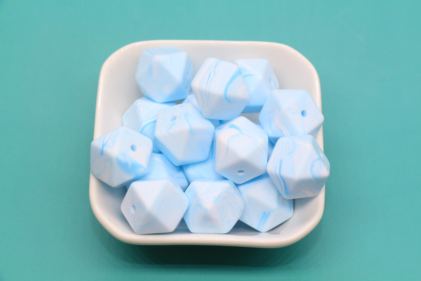 17mm Marble Hexagon Silicone Beads, Soft Geometric Beads for DIY Crafts, Silicone Beads for DIY Jewelry Making