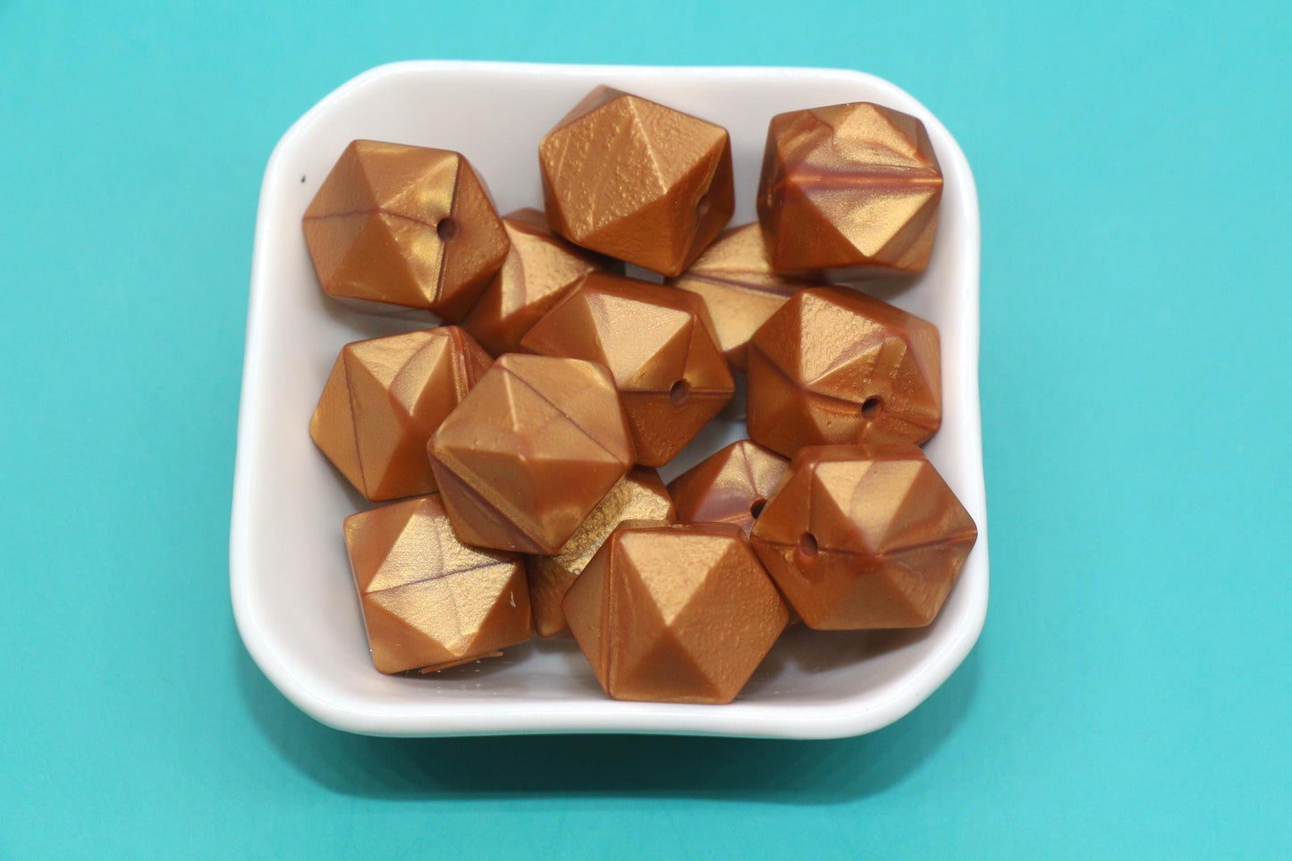 17mm Metallic Hexagon Silicone Beads, Shimmering Jewelry Beads for Bracelets, Keychains, Soft Geometric Beads, DIY Craft Supplies