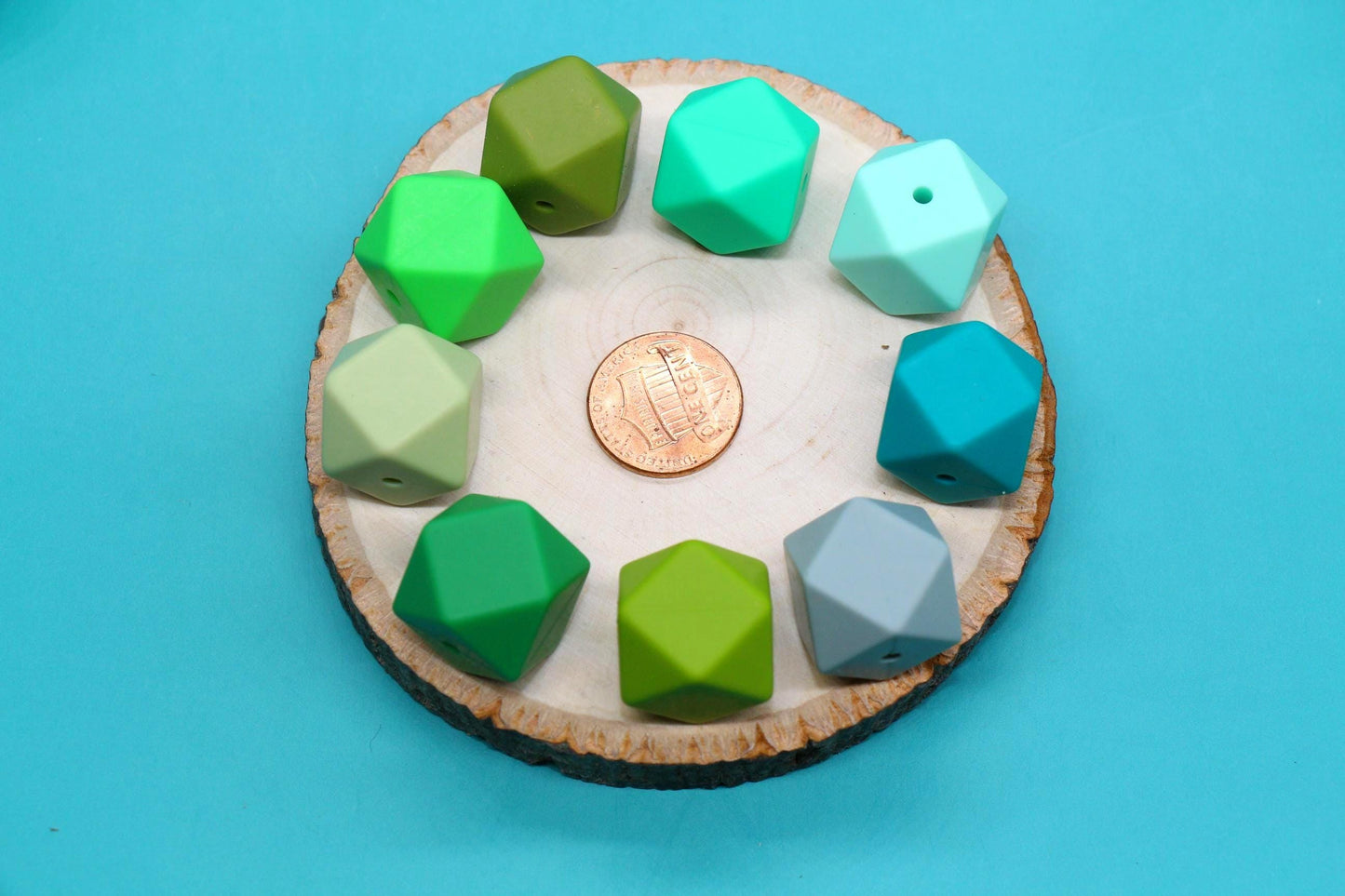 17mm Green Hexagon Silicone Beads, Soft Geometric Jewelry Beads for Bracelets, Keychains, DIY Crafts