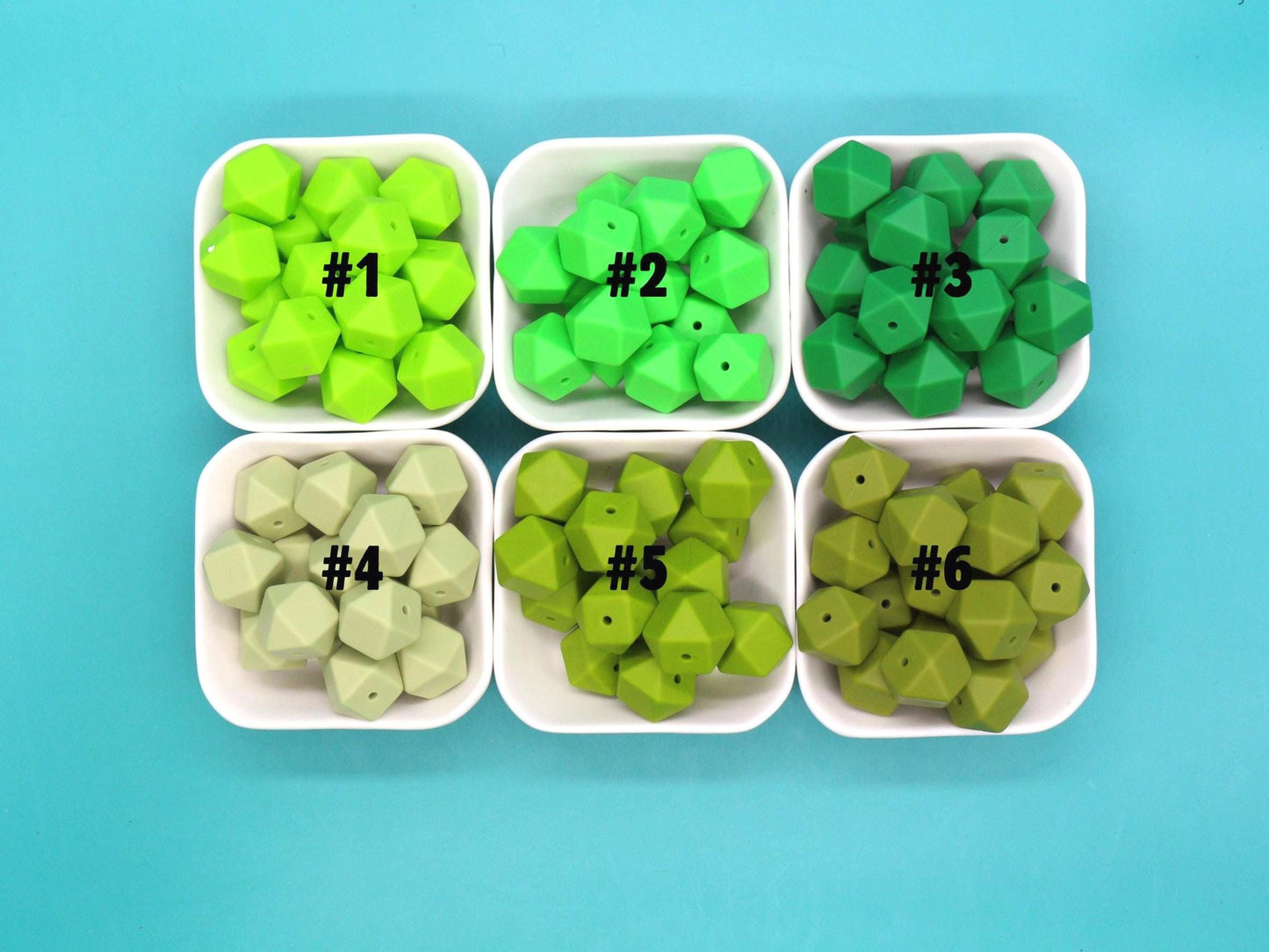 17mm Green Hexagon Silicone Beads, Soft Geometric Jewelry Beads for Bracelets, Keychains, DIY Crafts