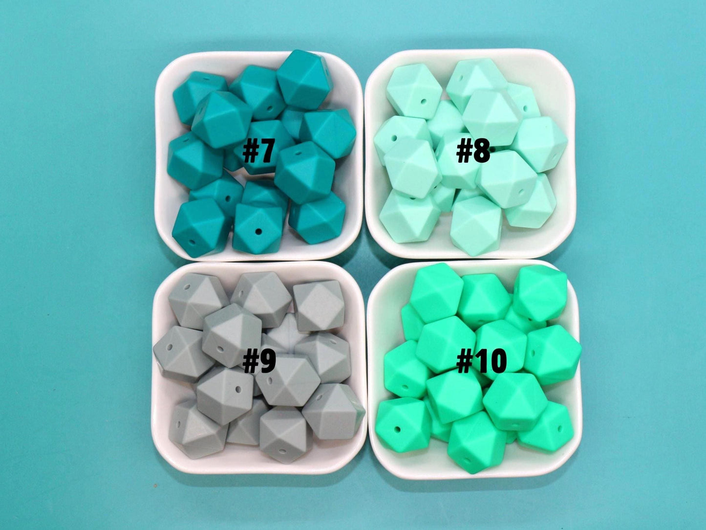 17mm Green Hexagon Silicone Beads, Soft Geometric Jewelry Beads for Bracelets, Keychains, DIY Crafts