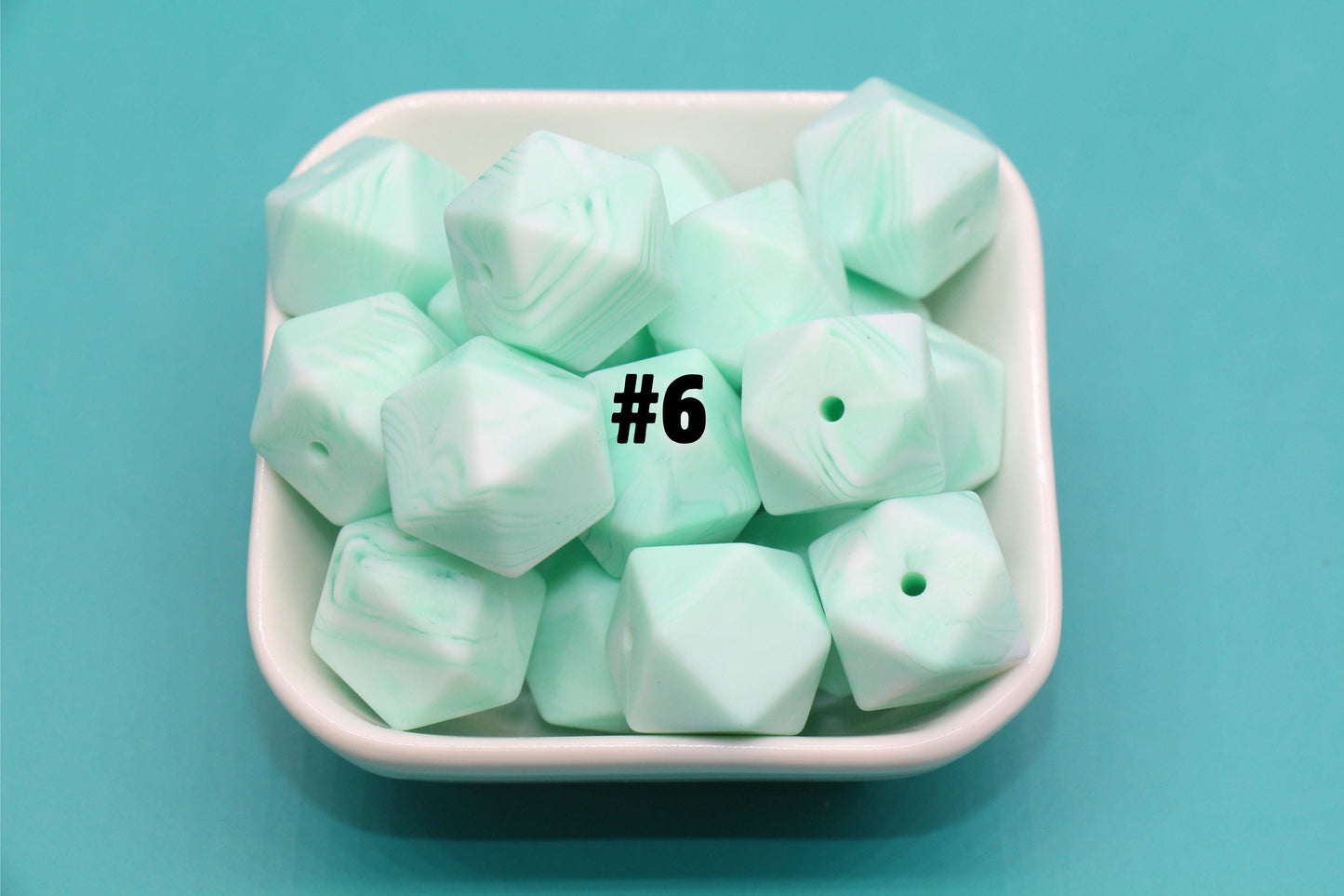 17mm Marble Hexagon Silicone Beads, Soft Geometric Beads for DIY Crafts, Silicone Beads for DIY Jewelry Making