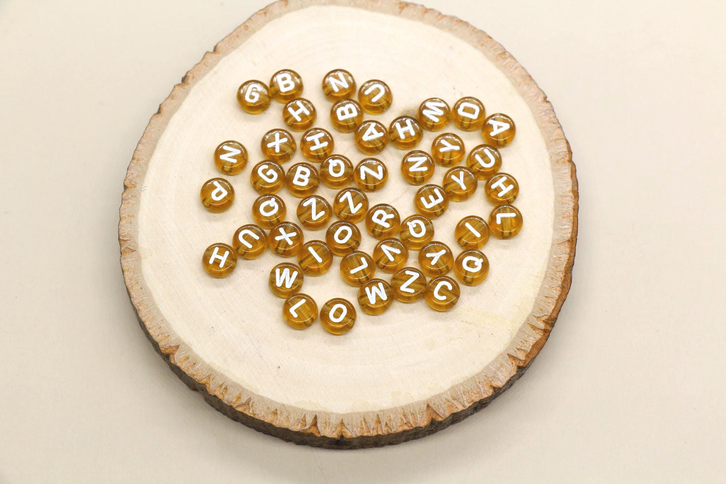 7mm Translucent Alphabet Beads, Brown or Gray Mix Letter Beads for Bracelets, Necklaces, DIY Jewelry Making, Personalized Name Beads