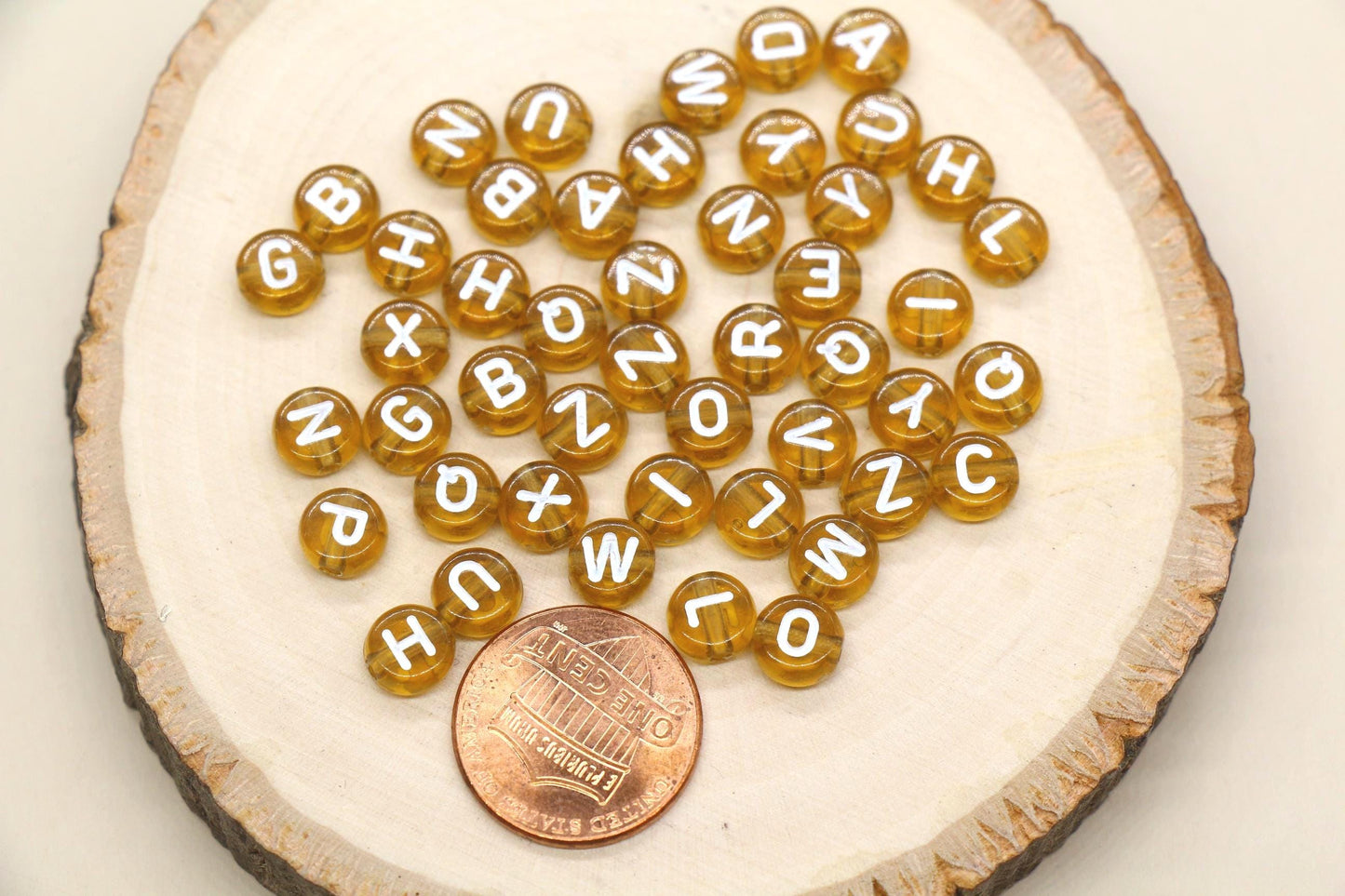 7mm Translucent Alphabet Beads, Brown or Gray Mix Letter Beads for Bracelets, Necklaces, DIY Jewelry Making, Personalized Name Beads