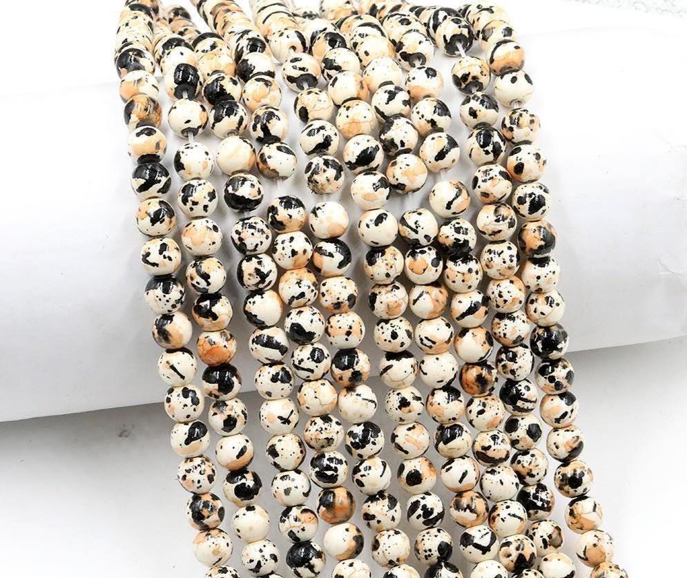8mm Splatter Stone Beads, Paint Beads, Jewelry Beads, Bracelet Beads, Full Strand