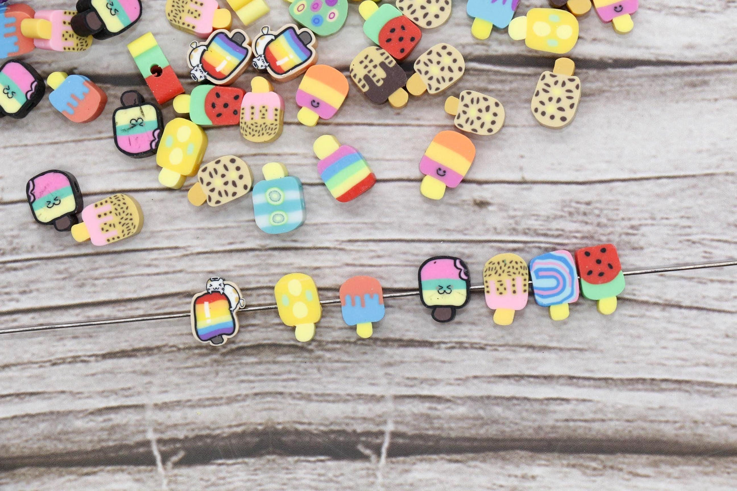 Popsicle Polymer Clay Beads, Ice Cream and Sweet Food Charms, Kawaii Jewelry Making Supplies, Cute Beads for Bracelets Necklaces #914