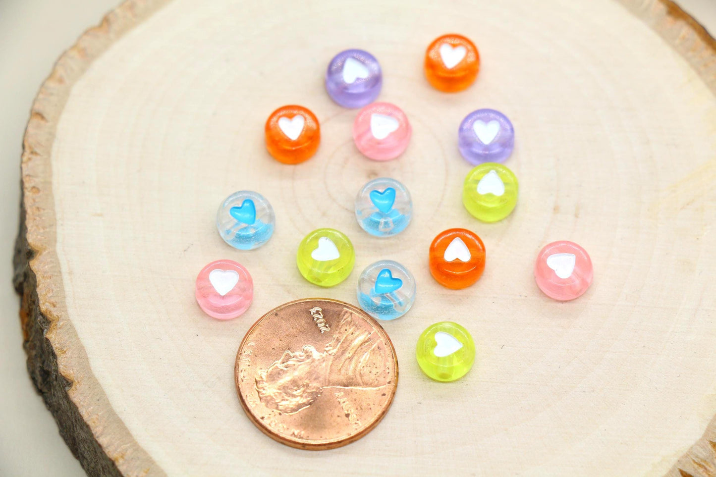 7mm Translucent Acrylic Heart Beads, Round Heart Beads for Jewelry Making, DIY Bracelets, Necklaces, Craft Supplies