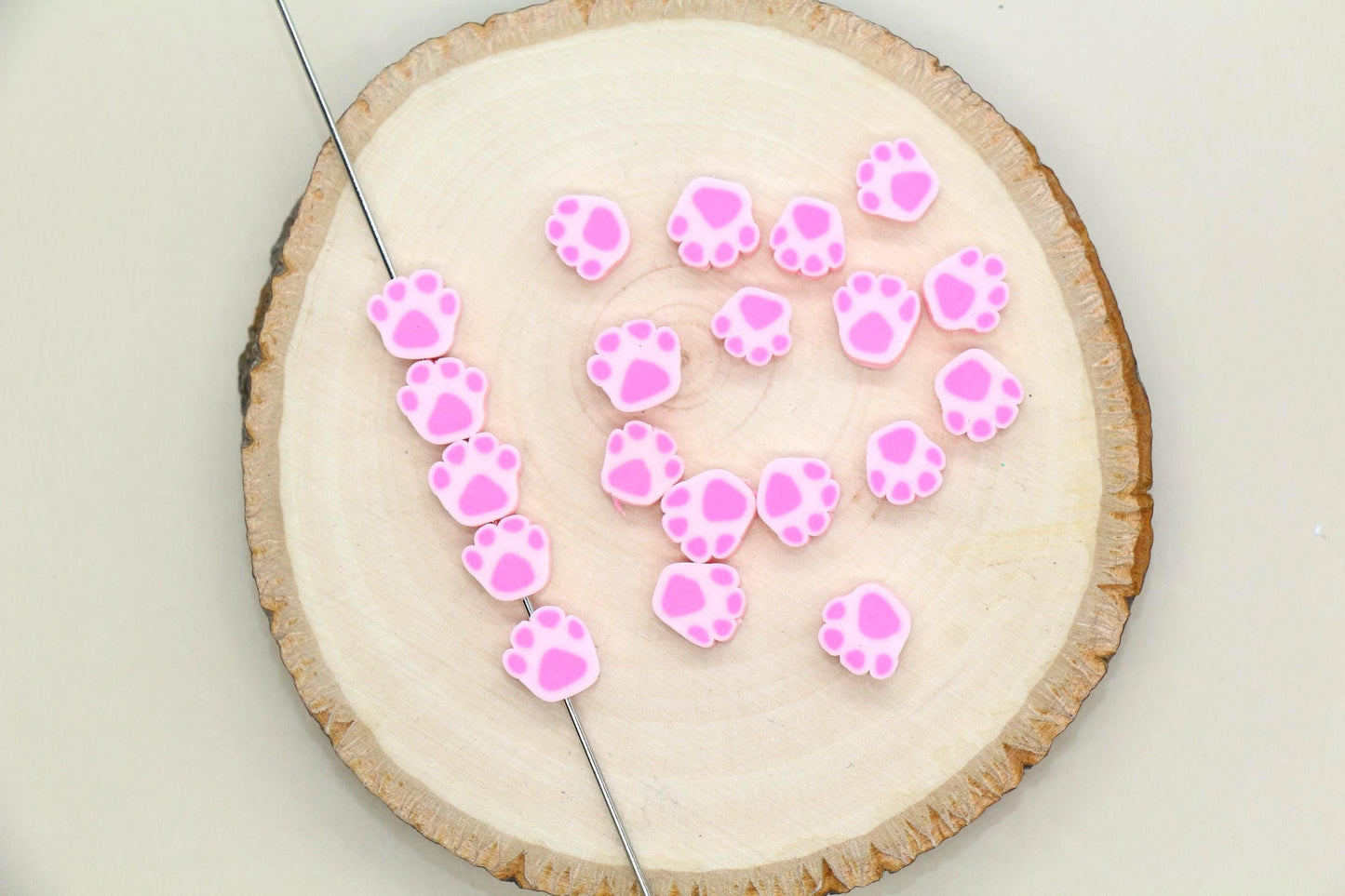 Pink Dog Paw Beads, Polymer Clay Paw Beads for Jewelry Making, Cute Animal Beads for DIY Bracelets, Necklaces, Pet Lover Gifts #930