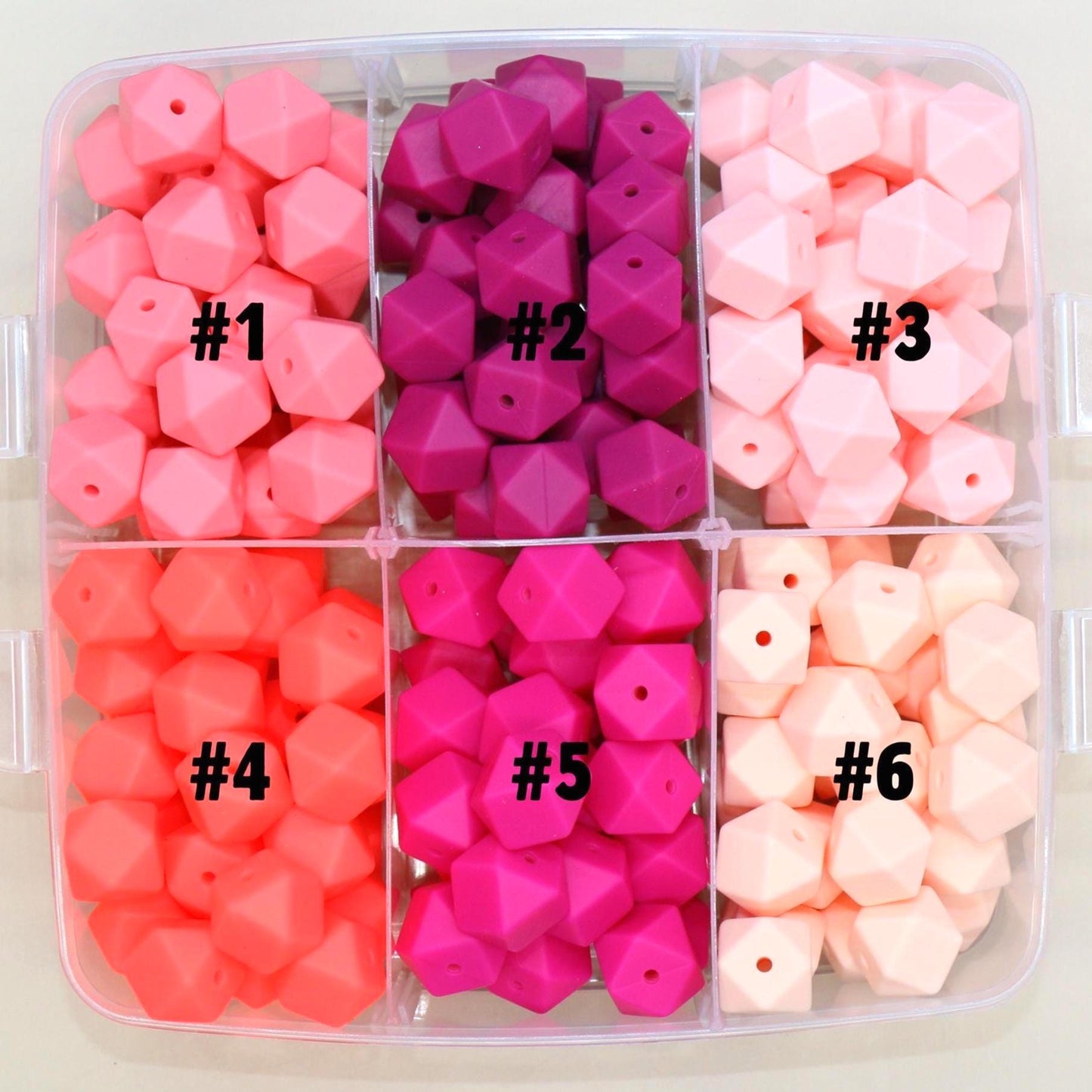 14mm Pink Hexagon Silicone Beads for DIY Jewelry Making, Soft Geometric Beads for Bracelets, Keychains, Bulk Craft Supplies