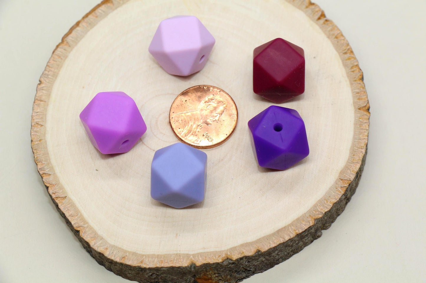 14mm Purple Hexagon Silicone Beads for DIY Jewelry Making, Soft Geometric Beads for Bracelets, Keychains, Bulk Craft Supplies