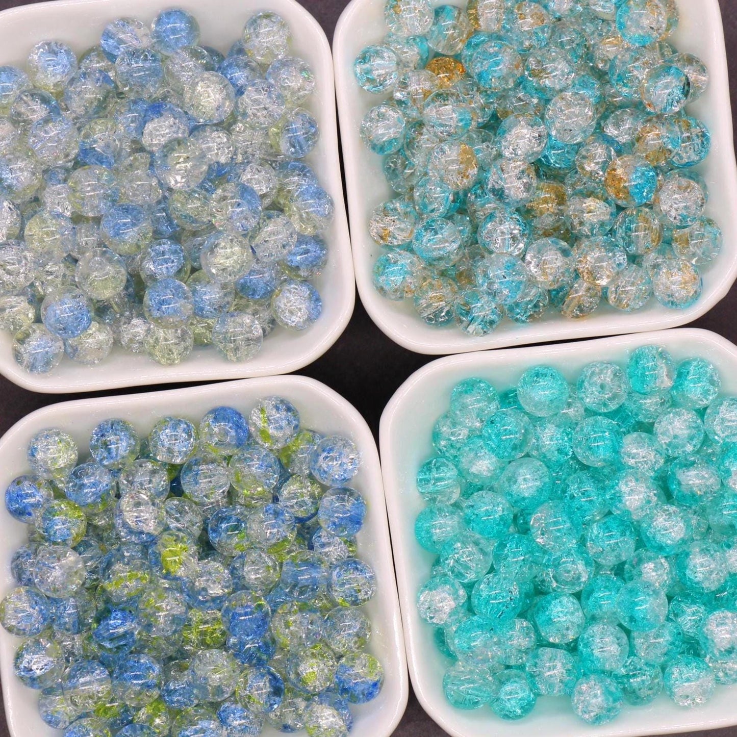 10mm Crackled Glass Beads, Cracked Beads for Jewelry Making, Boho Crafts, DIY Bracelets & Necklaces