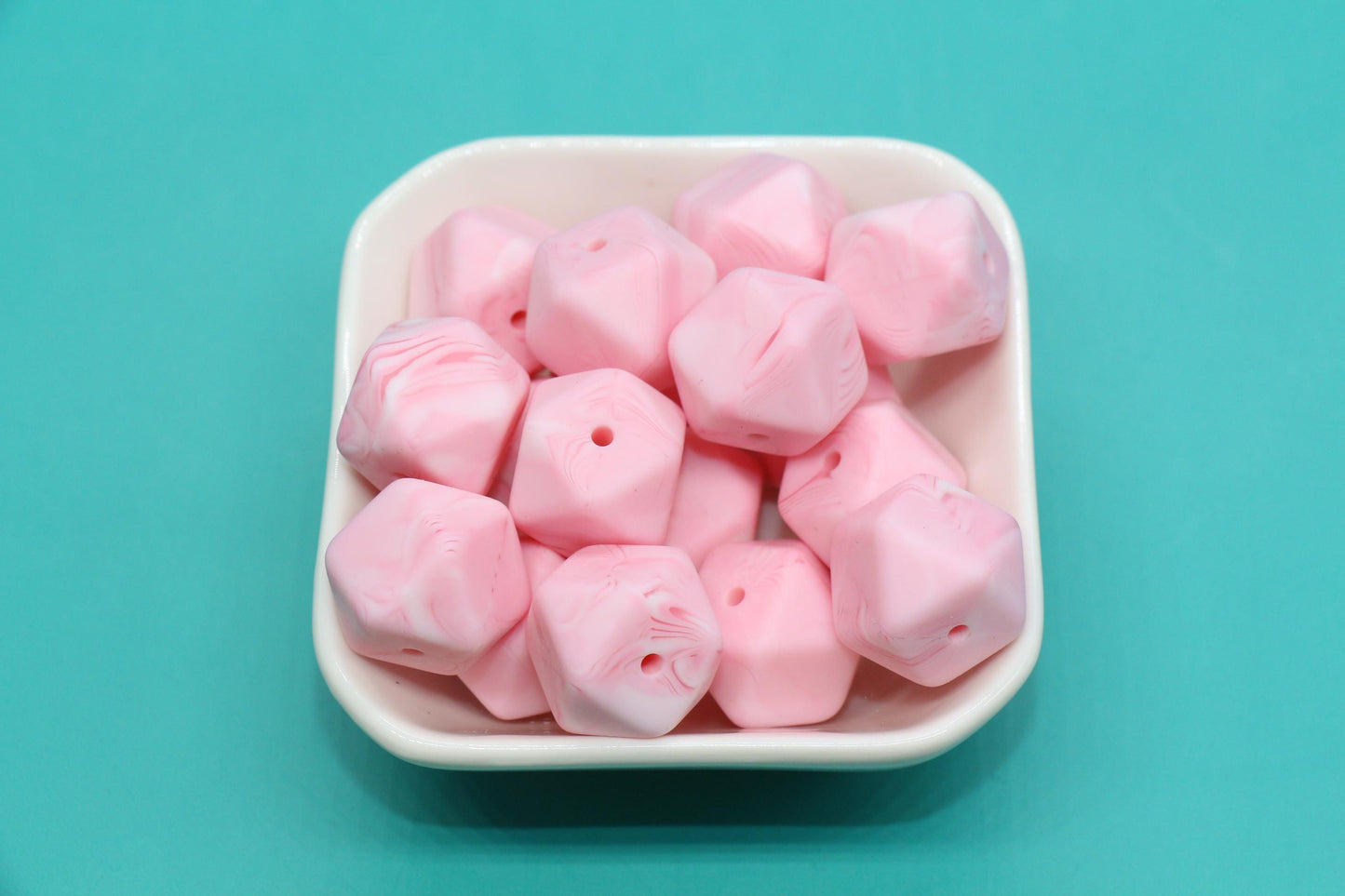 17mm Marble Hexagon Silicone Beads, Soft Geometric Beads for DIY Crafts, Silicone Beads for DIY Jewelry Making