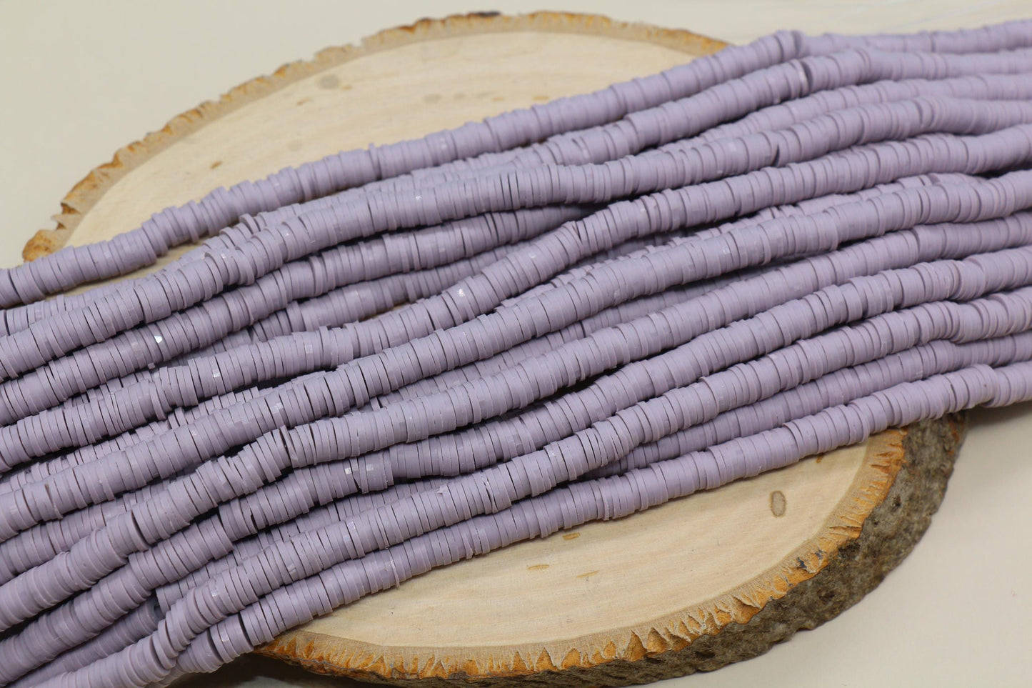 Lavender Ash Heishi Beads 6mm Purple Polymer Clay Disc Beads African Vinyl Full Strand #248