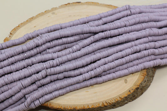 Lavender Ash Heishi Beads 6mm Purple Polymer Clay Disc Beads African Vinyl Full Strand #248