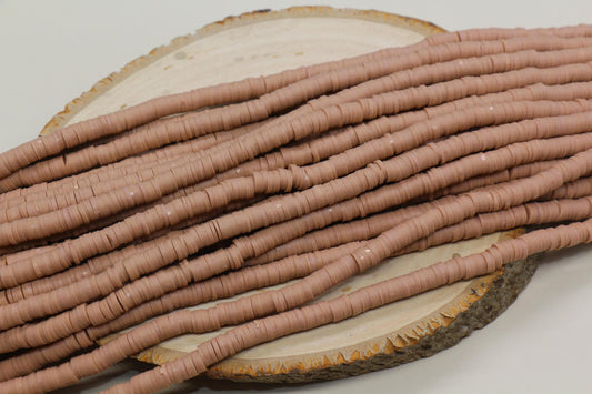 Rustic Terracotta Heishi Beads, 6mm Polymer Clay Disc Beads, African Vinyl Bead, Earthy Jewelry Making Supplies, Boho Craft Beads #521