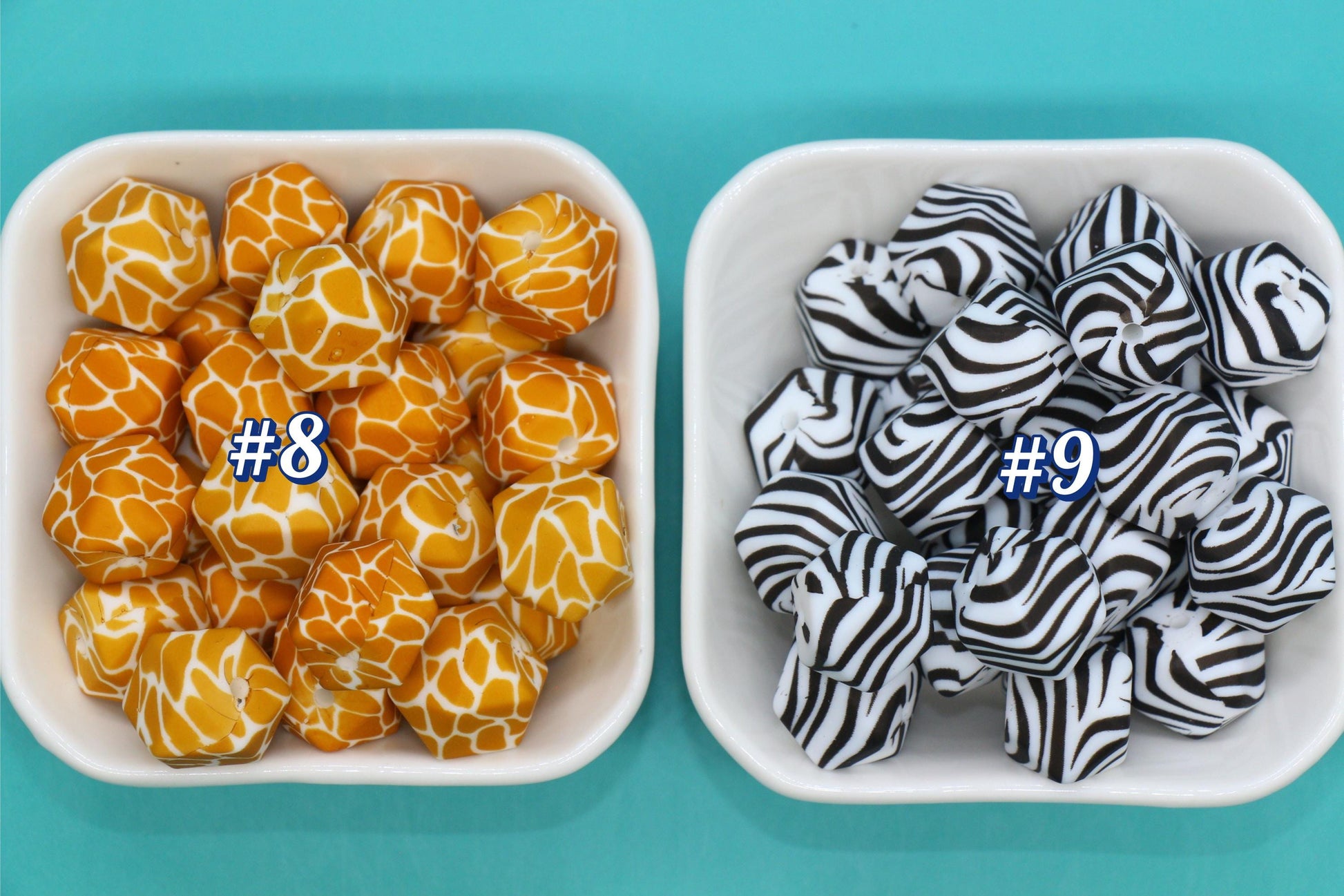 17mm Leopard Print Hexagon Silicone Beads for DIY Jewelry Making, Cheetah, Giraffe, Zebra Animal Print Beads for Bracelets Keychains