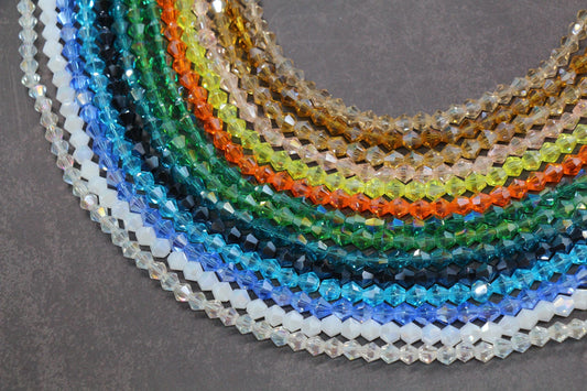 AB Color Bicone Beads, 4mm & 6mm Faceted Spacer Beads, Aurora Borealis Glass Beads for Bracelet Making, Jewelry Supplies