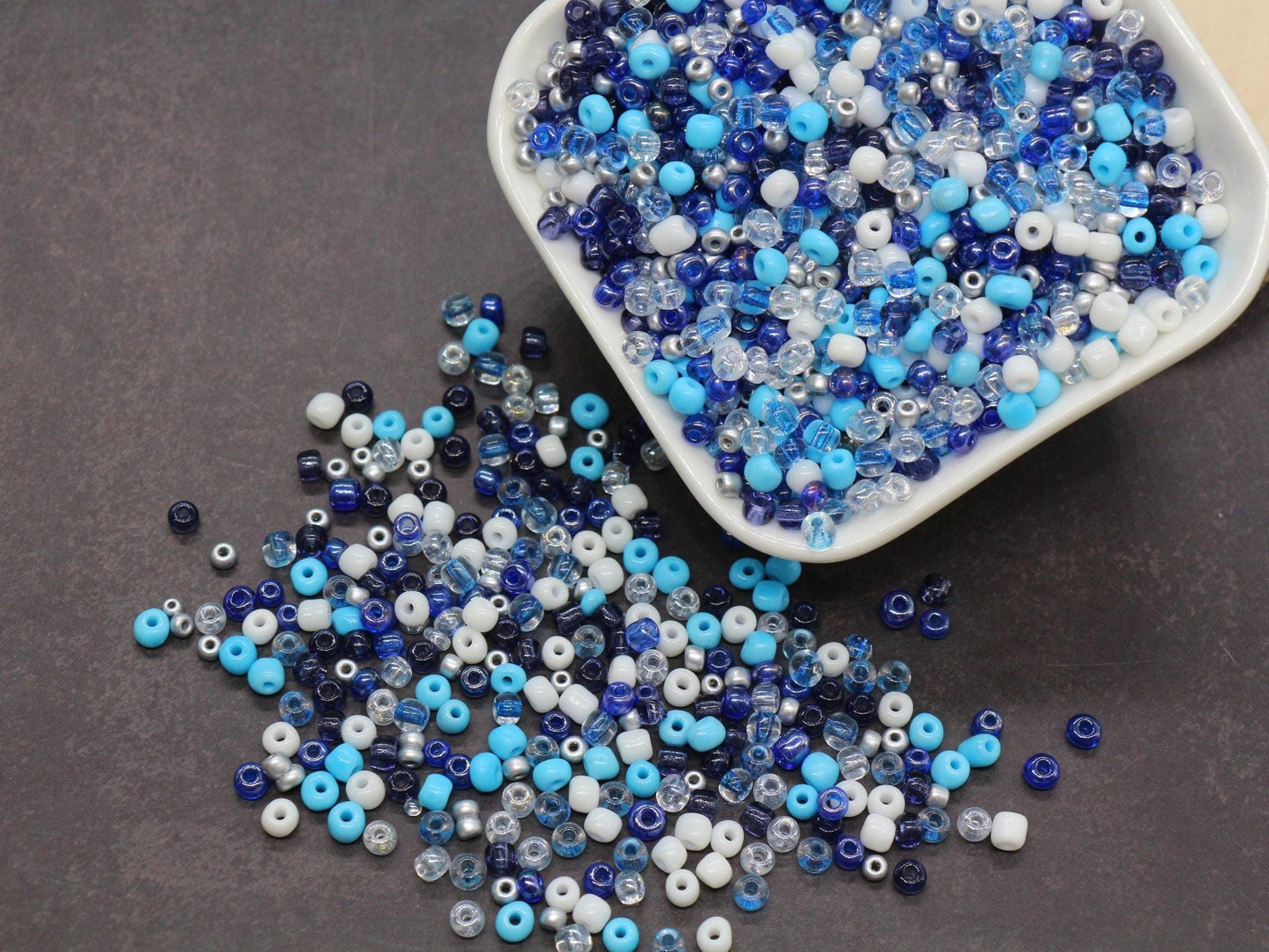 Mix Glass Seed Beads, Size 4mm 6/0 Glass Seed Beads, Blue Mix Seed Beads, Rocailles Beads, Bracelet Beads #3661