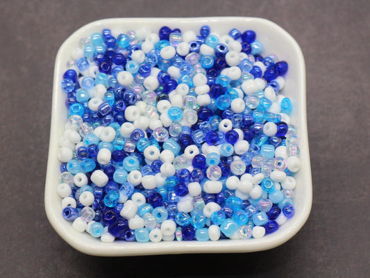 Mix Glass Seed Beads, Size 4mm 6/0 Glass Seed Beads, Blue and Pink Mix Seed Beads, Rocailles Beads, Bracelet Beads #3663