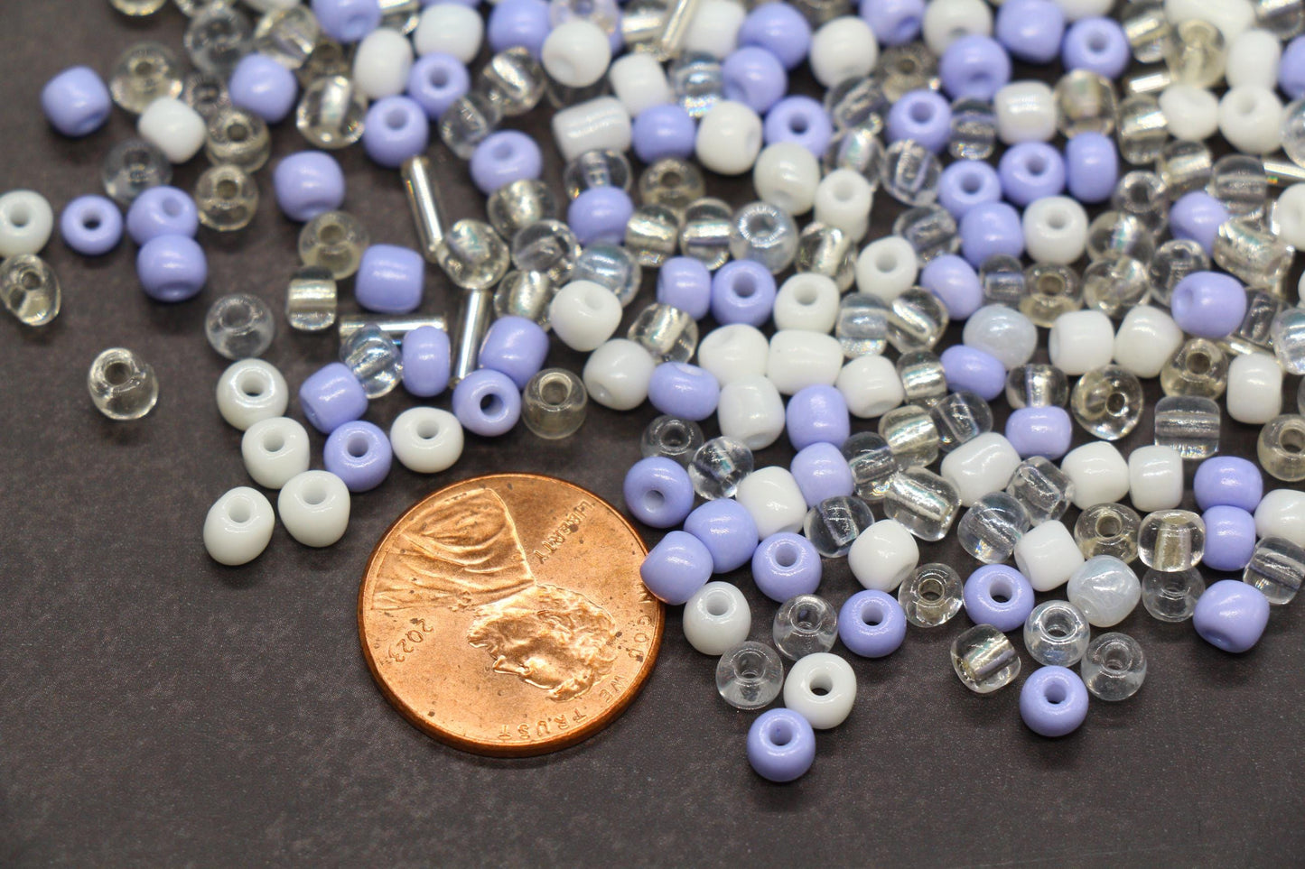 Mix Glass Seed Beads, Size 4mm 6/0 Glass Seed Beads, Purple and White Mix Seed Beads, Rocailles Beads, Bracelet Beads #3666