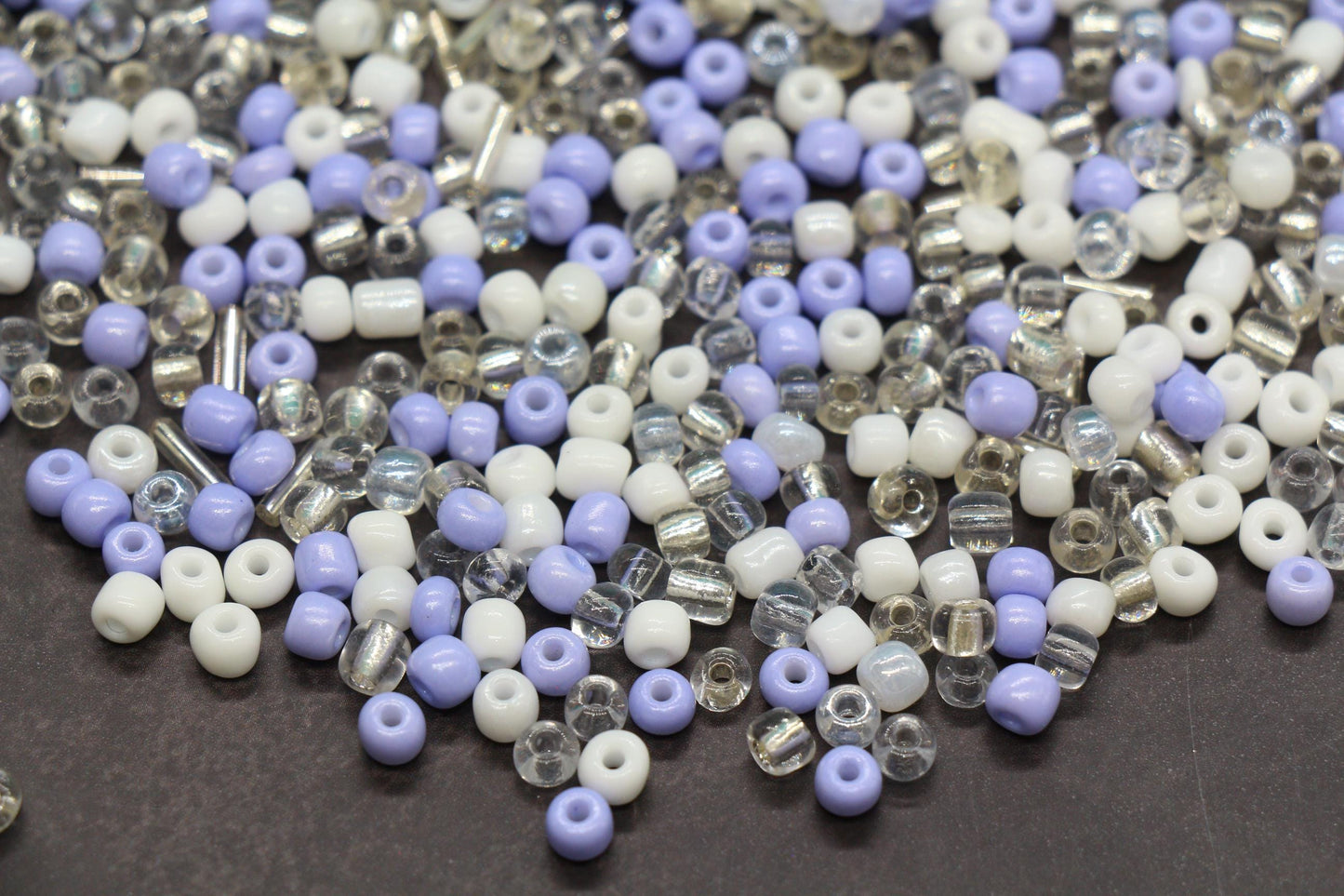 Mix Glass Seed Beads, Size 4mm 6/0 Glass Seed Beads, Purple and White Mix Seed Beads, Rocailles Beads, Bracelet Beads #3666