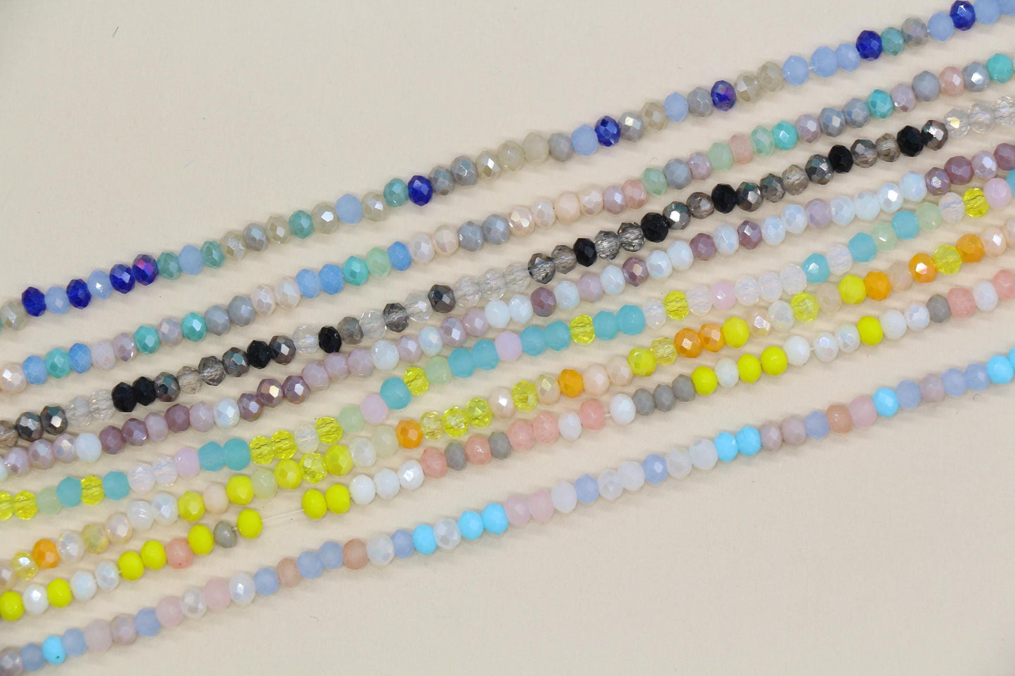 3mm Faceted Glass Seed Beads Full Strand, Mixed Colors for Jewelry Making, Bracelet Beads & Craft Supplies
