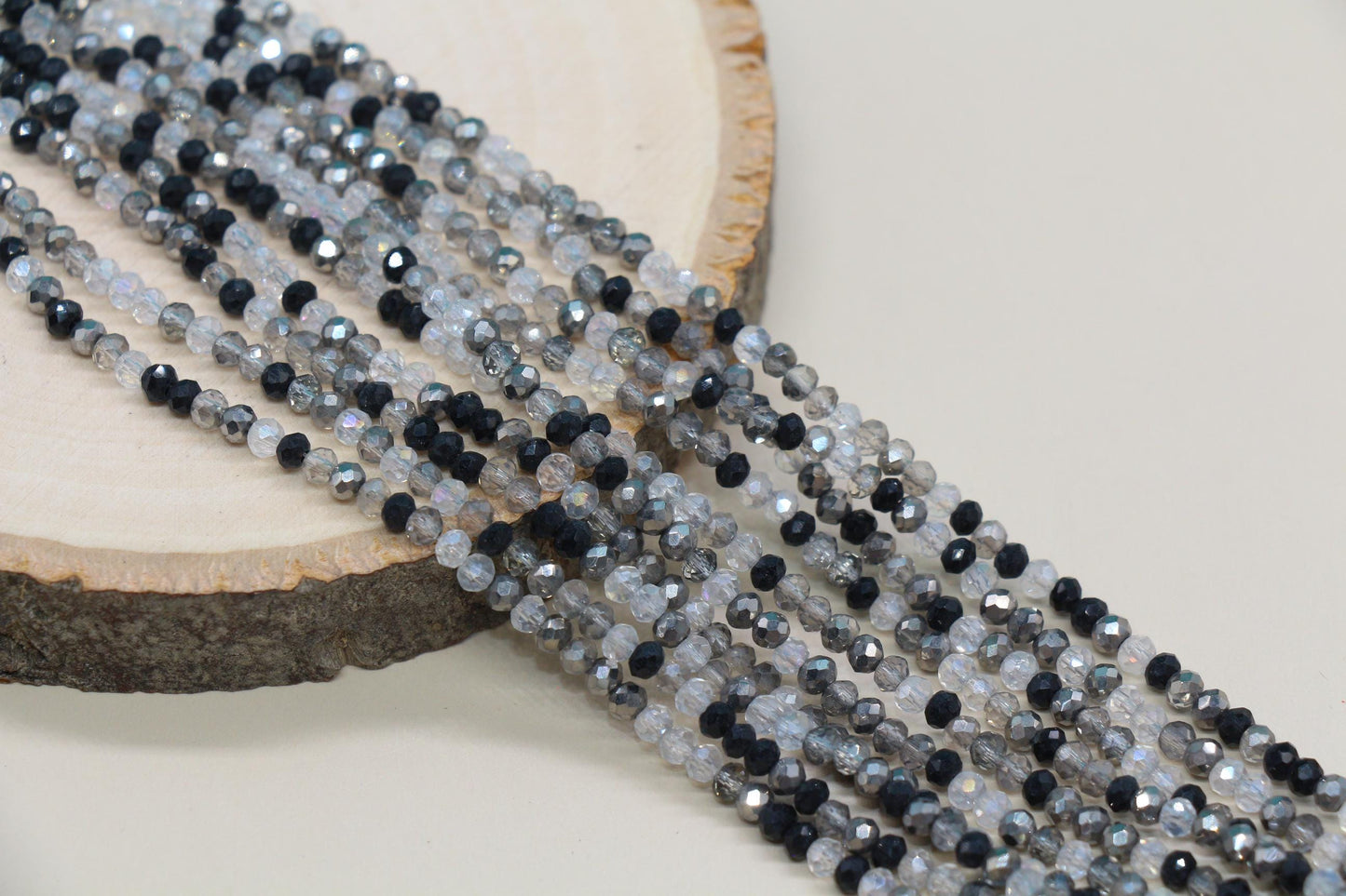 3mm Faceted Glass Seed Beads Full Strand, Mixed Colors for Jewelry Making, Bracelet Beads & Craft Supplies