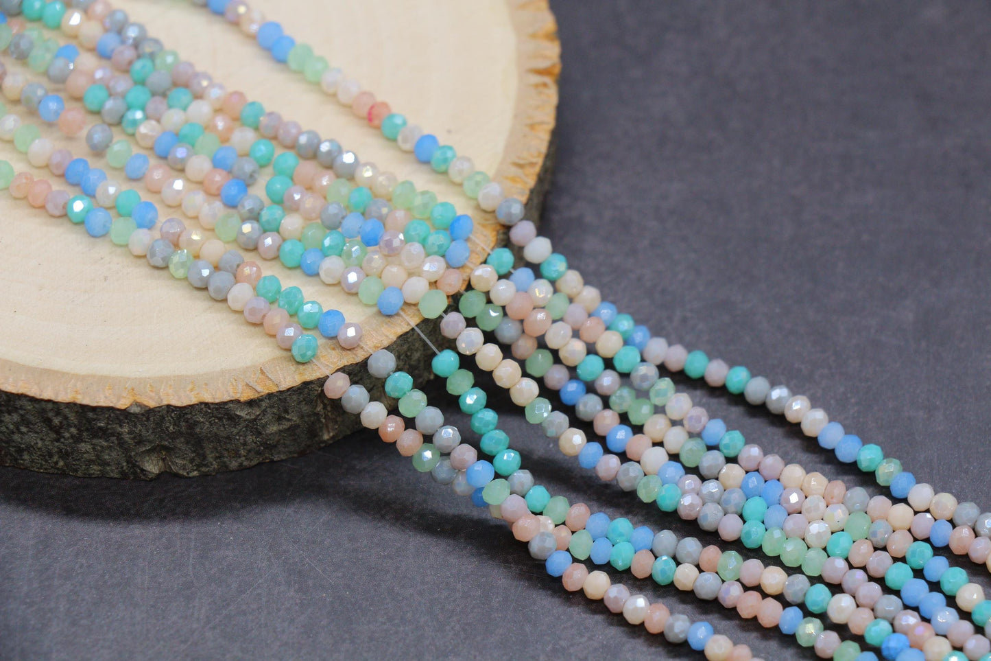 3mm Faceted Glass Seed Beads Full Strand, Mixed Colors for Jewelry Making, Bracelet Beads & Craft Supplies