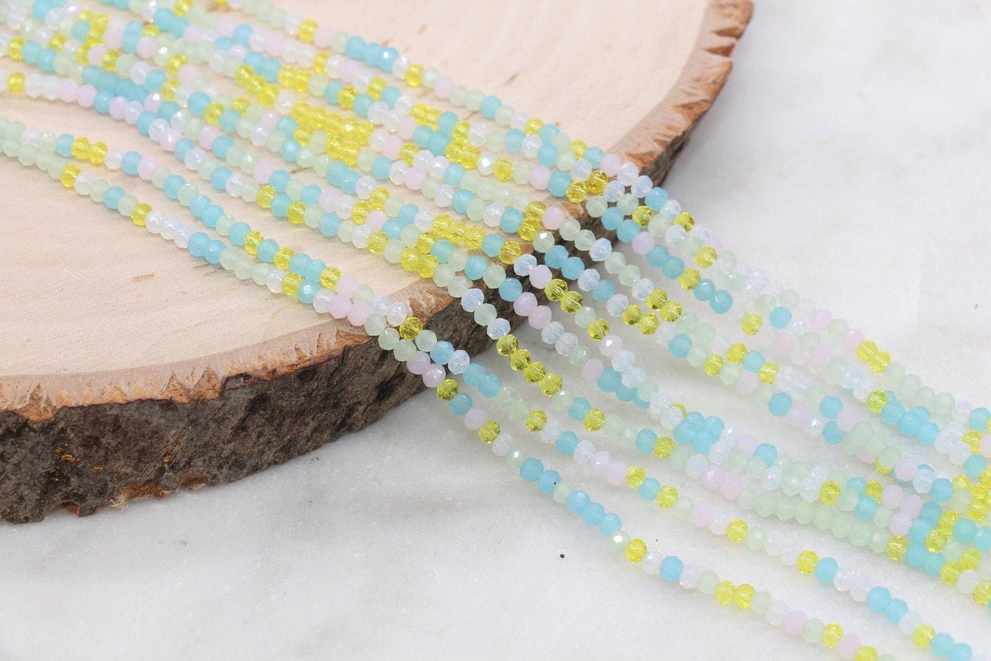 3mm Faceted Glass Seed Beads Full Strand, Mixed Colors for Jewelry Making, Bracelet Beads & Craft Supplies