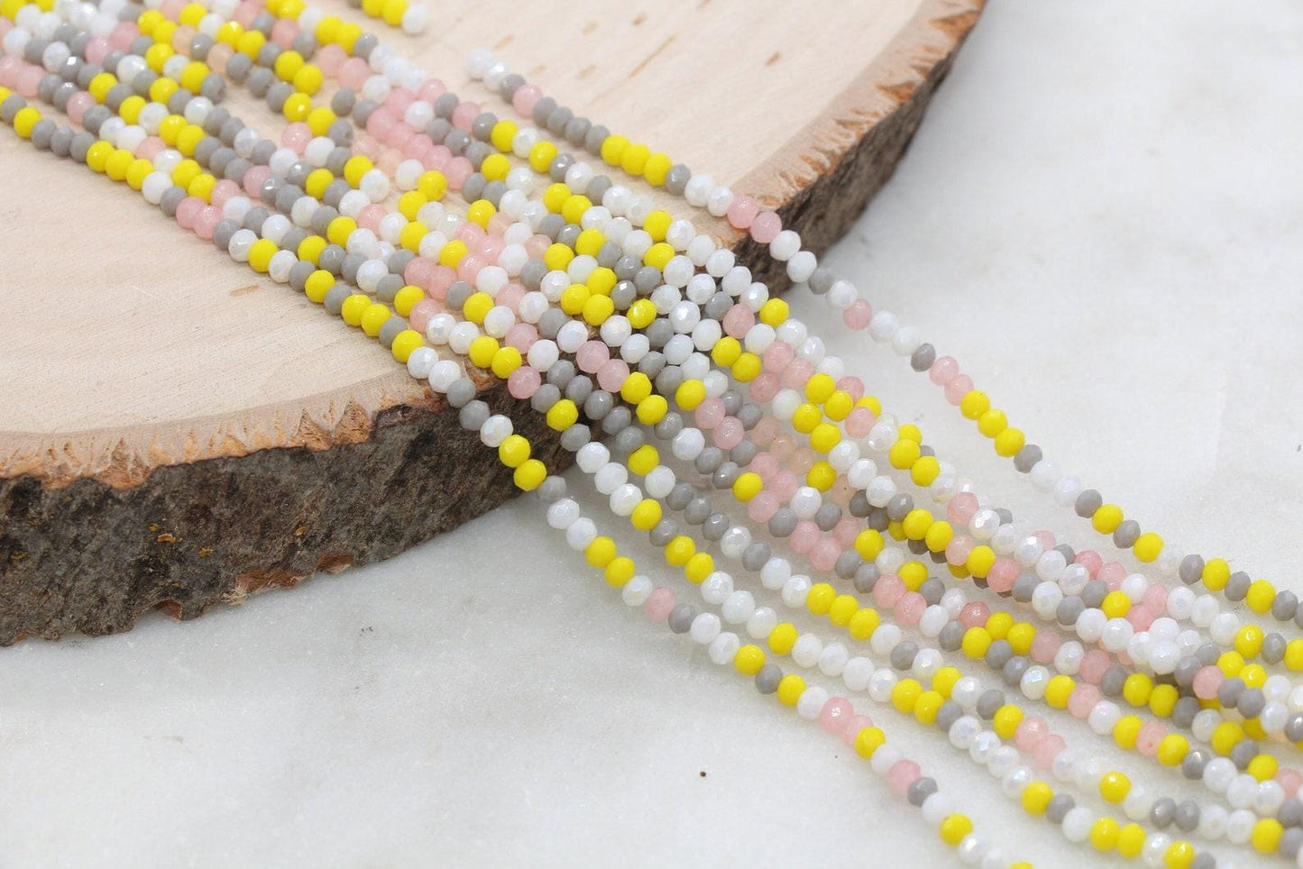 3mm Faceted Glass Seed Beads Full Strand, Mixed Colors for Jewelry Making, Bracelet Beads & Craft Supplies