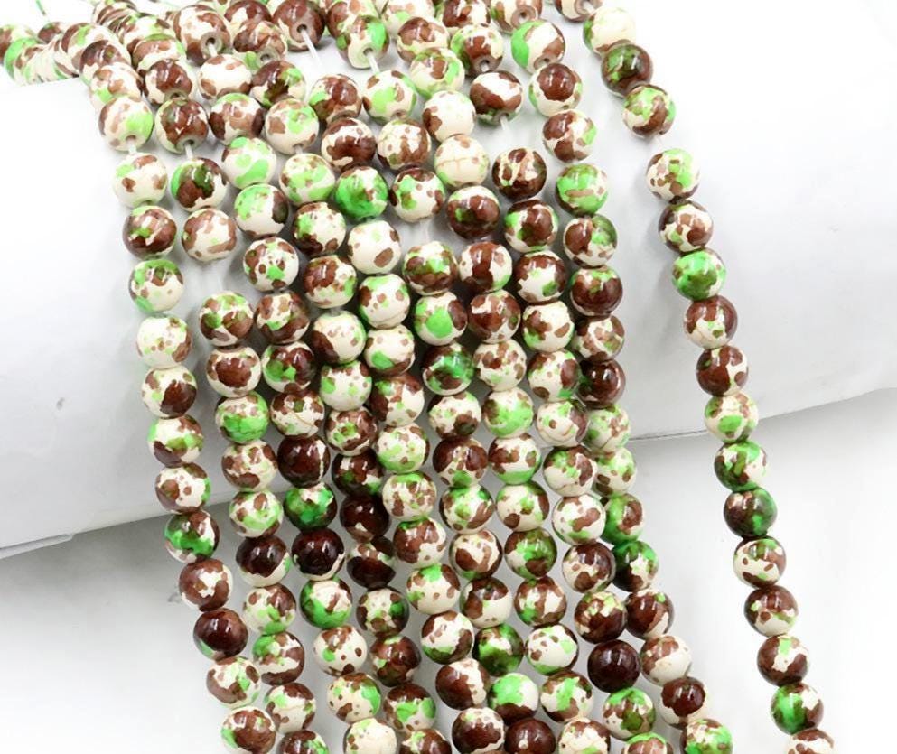 8mm Splatter Stone Beads, Paint Beads, Jewelry Beads, Bracelet Beads, Full Strand